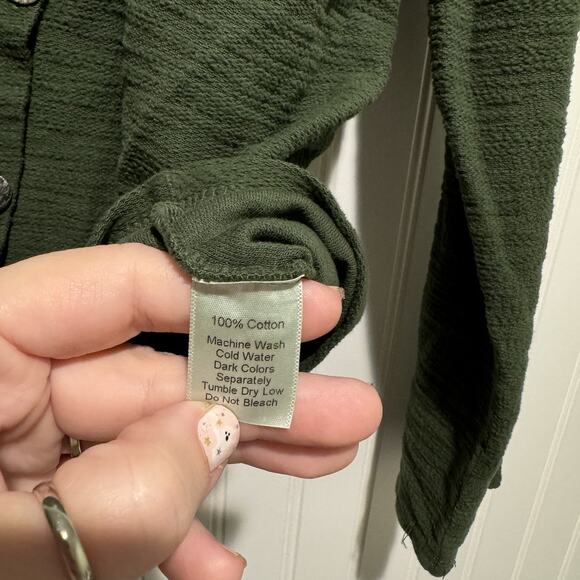 Color Me Cotton CMC Green Asymmetrical Top Lagenlook NEW Size XL - Picture 6 of 7